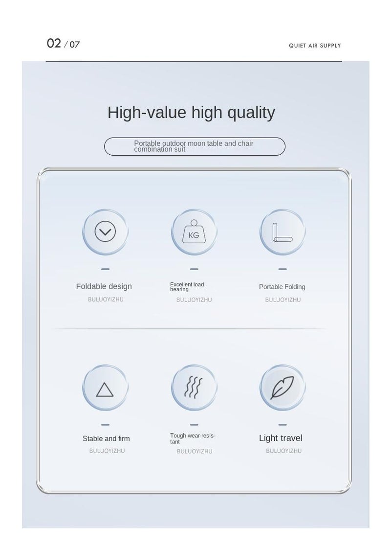 Y&D 3-Piece Outdoor Picnic Camping Portable Folding Table And Chair Set Portable Camping Tables And Chairs Picnic Table Chair Fishing Folding Small Bench Outdoor Maza - Image 5