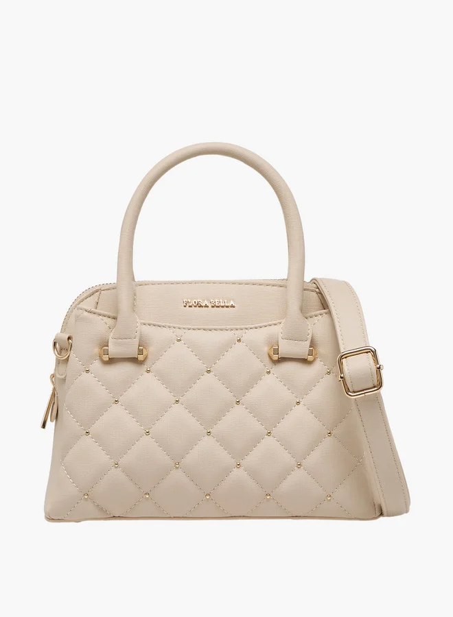 Flora Bella By Shoexpress Quilted Tote Bag with Detachable Strap and Zip Closure