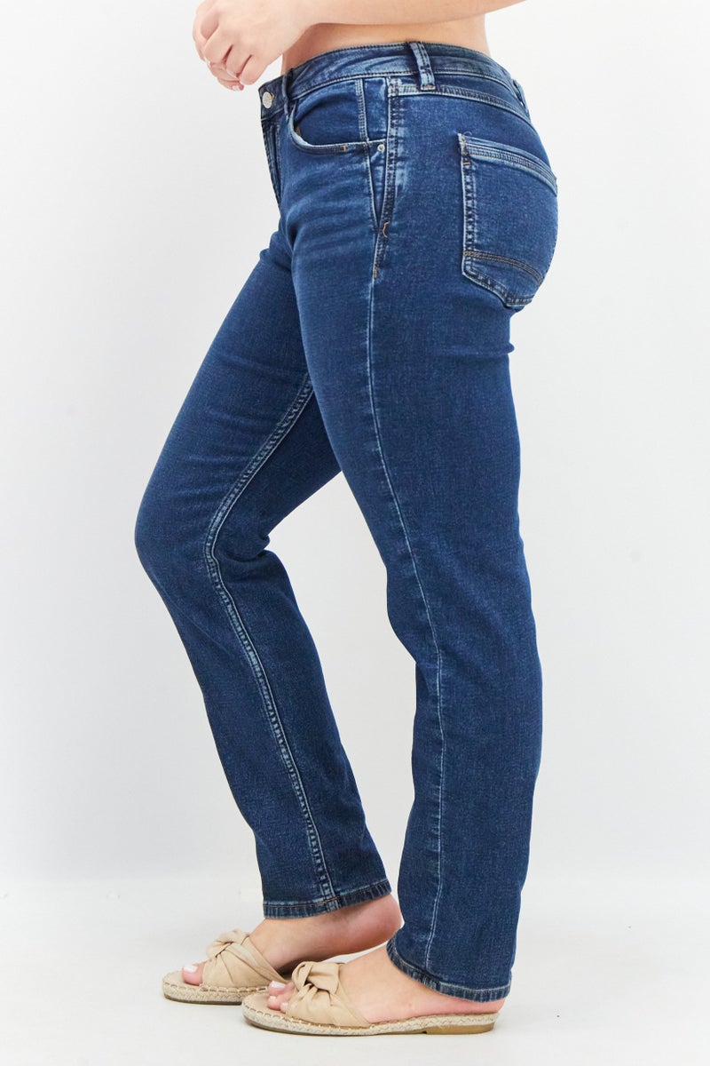 ESPRIT Women Slim Fit Washed Stretchable Denim Jeans, Navy Blue - Image 4