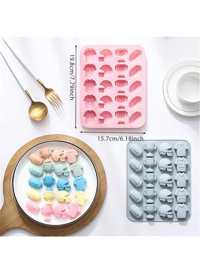 Rugby Chocolate Candy Fondant Silicone Molds, 20 Hole 3D Cap Trophy and Jersey Shape Candy Molds，DIY Cookies Candy Gummy Chocolate Molds Ice Cream Tray for Holiday Party Day(2 Pack) - Image 2