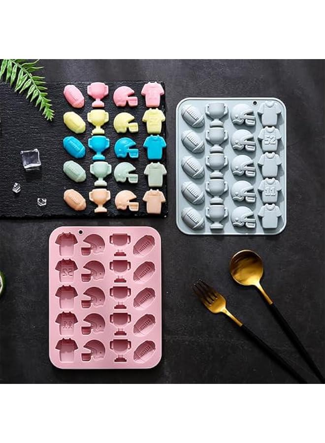 Rugby Chocolate Candy Fondant Silicone Molds, 20 Hole 3D Cap Trophy and Jersey Shape Candy Molds，DIY Cookies Candy Gummy Chocolate Molds Ice Cream Tray for Holiday Party Day(2 Pack) - Image 5