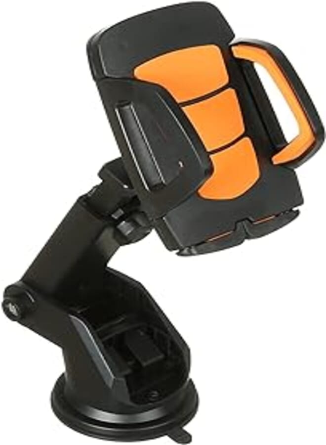 OR Car Phone Holder JS-029 2in1 for Dashboard/Windshield with 360° Rotation, Arms Height adjustable Stable fits all smartphones - Orange