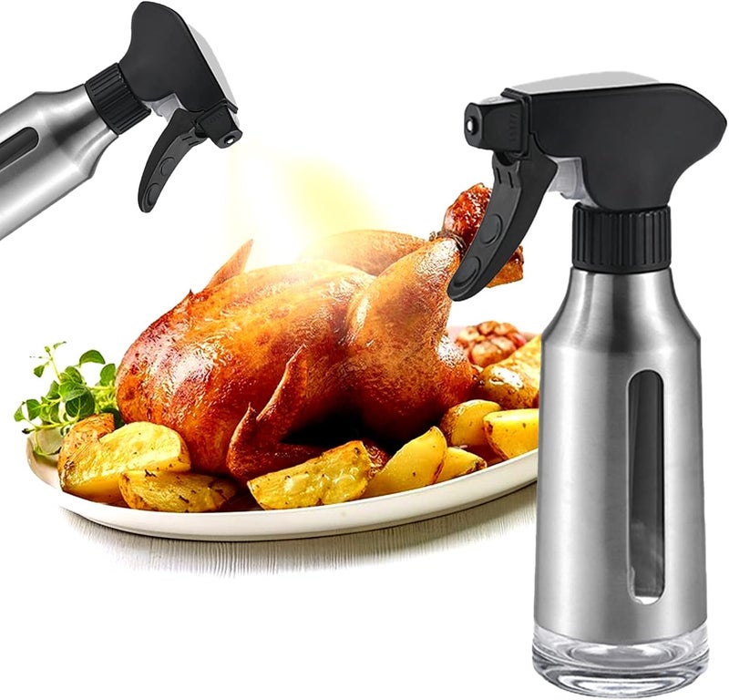 Micyples Oil Sprayer for Cooking,Stainless Steel Olive Oil Mister for Air Fryer Black Nozzel Dispenser Bottles Fat Reduction Glass Oil Control Spray Pot 6.35oz(180ml) Capacity - Image 1