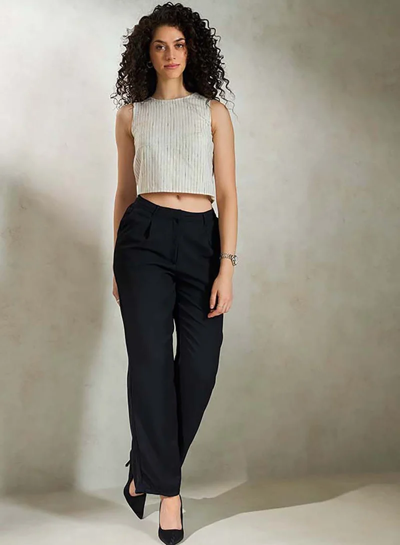 Virgio VIRGIO Linen Stripped Sleeveless Crop Top