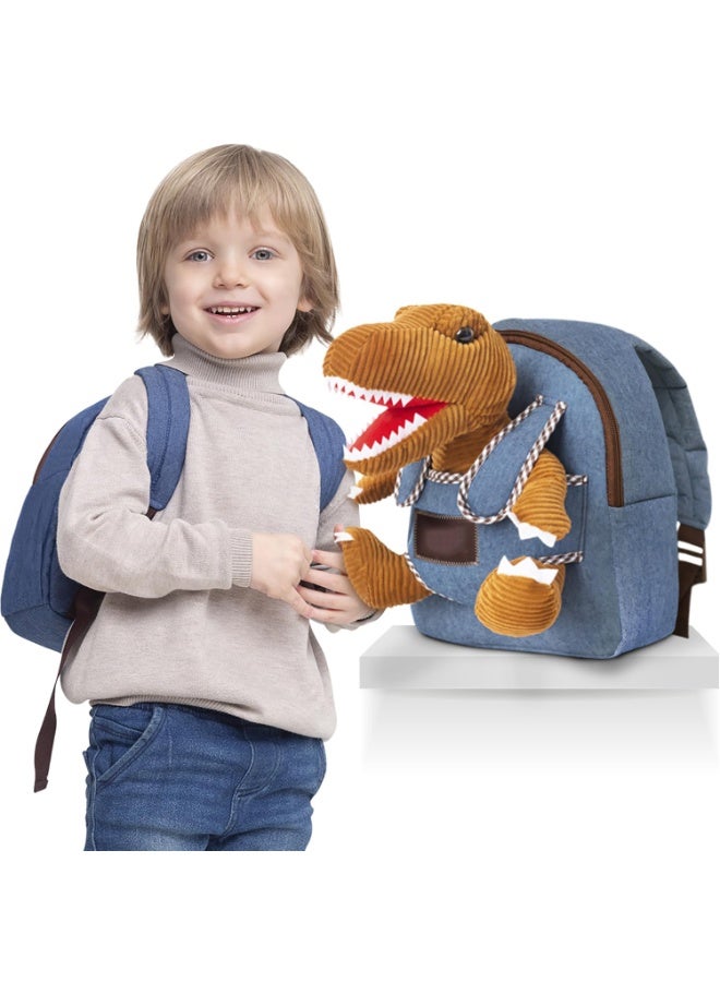Children's Backpack – Denim Dinosaur Detachable Cartoon School Bag for Kindergarten  Primary School, Back-to-School Season Cute Kids Shoulder Bag - Image 2