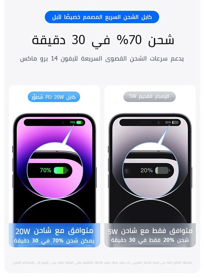 XHD كابل USB-C إلى Lightning للشحن السريع متوافق مع آيفون 14 و13 و12 و11 وX و8 وآيباد برو - Image 3
