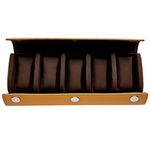 essart 5-Slot Watch Roll Travel Organizer – Premium PU Leather Watch Storage Case, Portable Travel Watch Roll for Men & Women, & Gift Box - Image 1