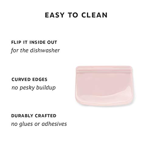 WP W&P Porter Silicone Reusable Storage Bag, Sandwich (10oz Flat), Blush, Food Storage Container, Microwave and Dishwasher Safe, Easy Cleaning - Image 2