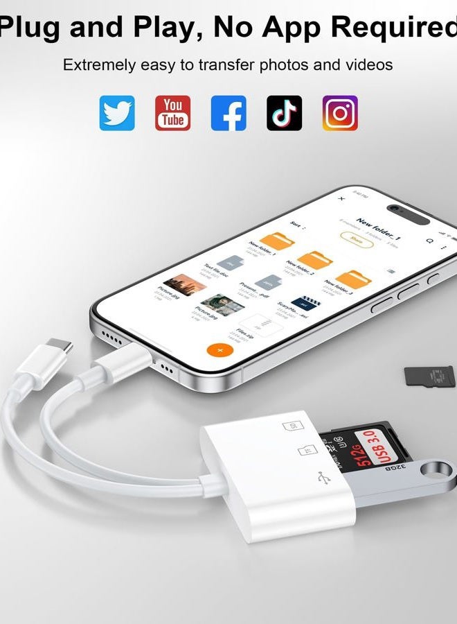 Haoano SD Card Reader for iPhone/iPad/Mac, USB C and Lightning Dual Port Memory Card Adapter, 3-in-1 Camera SD Card Viewer Support SD, Micro SD, USB 3.0 Slot, Digital Camera Adapter for Samsung and Android - Image 5