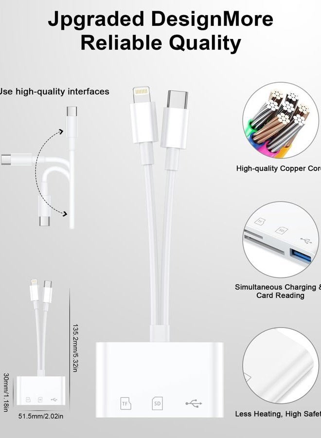 Haoano SD Card Reader for iPhone/iPad/Mac, USB C and Lightning Dual Port Memory Card Adapter, 3-in-1 Camera SD Card Viewer Support SD, Micro SD, USB 3.0 Slot, Digital Camera Adapter for Samsung and Android - Image 3