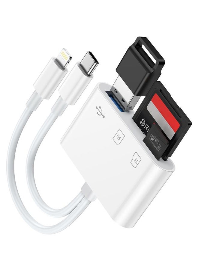 Haoano SD Card Reader for iPhone/iPad/Mac, USB C and Lightning Dual Port Memory Card Adapter, 3-in-1 Camera SD Card Viewer Support SD, Micro SD, USB 3.0 Slot, Digital Camera Adapter for Samsung and Android - Image 1