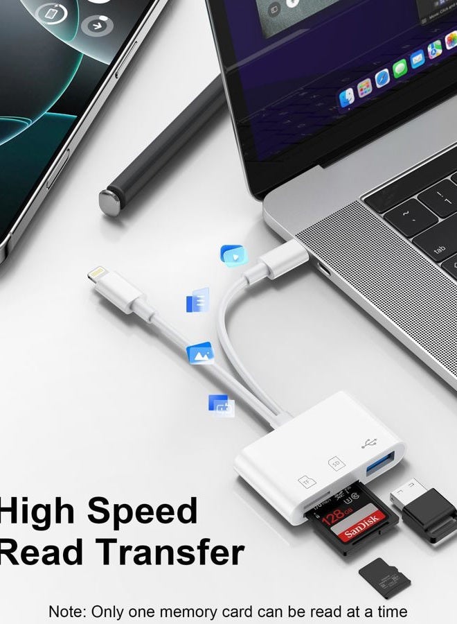 Haoano SD Card Reader for iPhone/iPad/Mac, USB C and Lightning Dual Port Memory Card Adapter, 3-in-1 Camera SD Card Viewer Support SD, Micro SD, USB 3.0 Slot, Digital Camera Adapter for Samsung and Android - Image 2