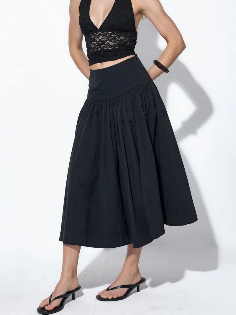 بوسيم BUSEM High-Waist A-Line Midi Skirt