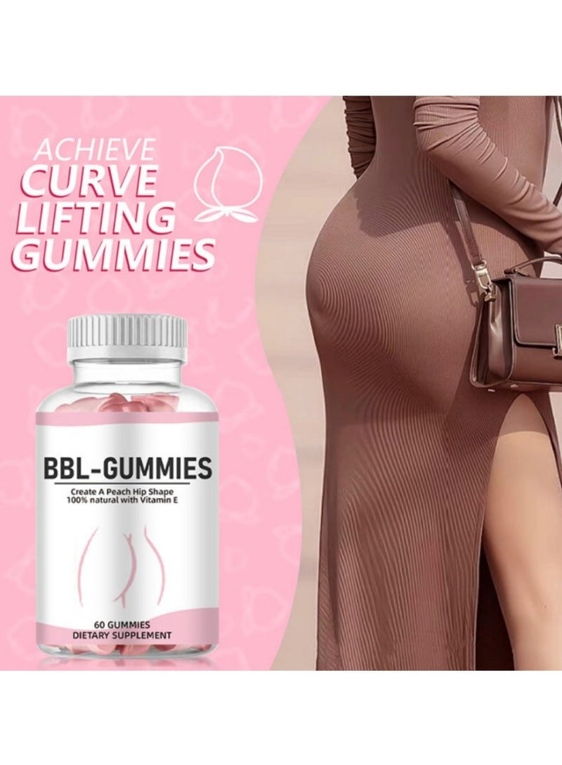 BBL BBL body Curve gummies, hip and bust enlargement,Lifting Gummies For Women,Create A Peach Hip Shape,100% natural with Vitamin E,Health Support Dietary Supplement 60 Gummies  - Image 2