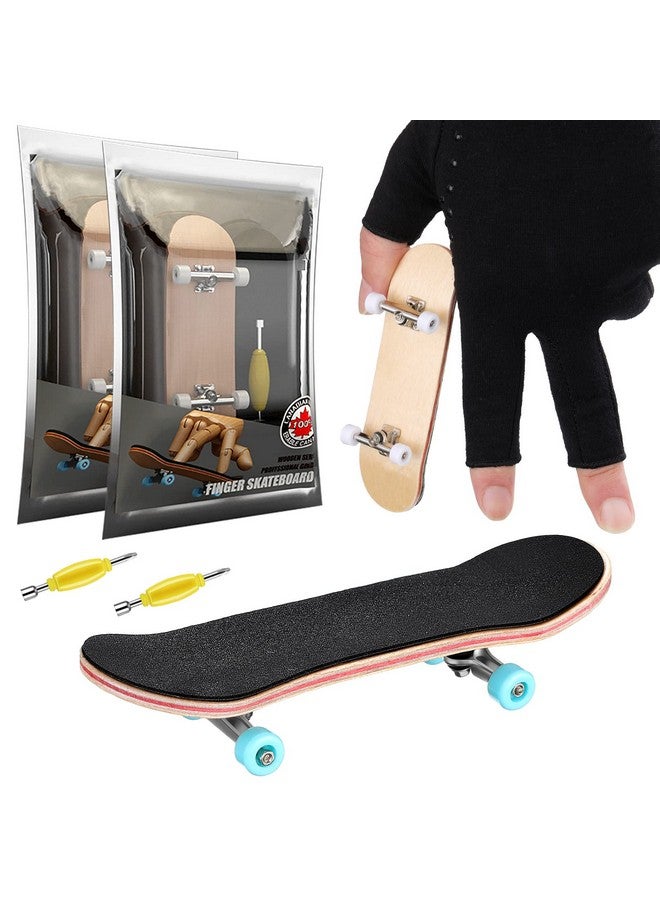 Charniol 2 Pieces Wooden Finger Skateboard Park Mini Finger Skateboard Toy Professional Skateboard Finger Boards with Mini Screws Driver Fingertip Movement Novelty Toys for Teens and Adults - Image 1