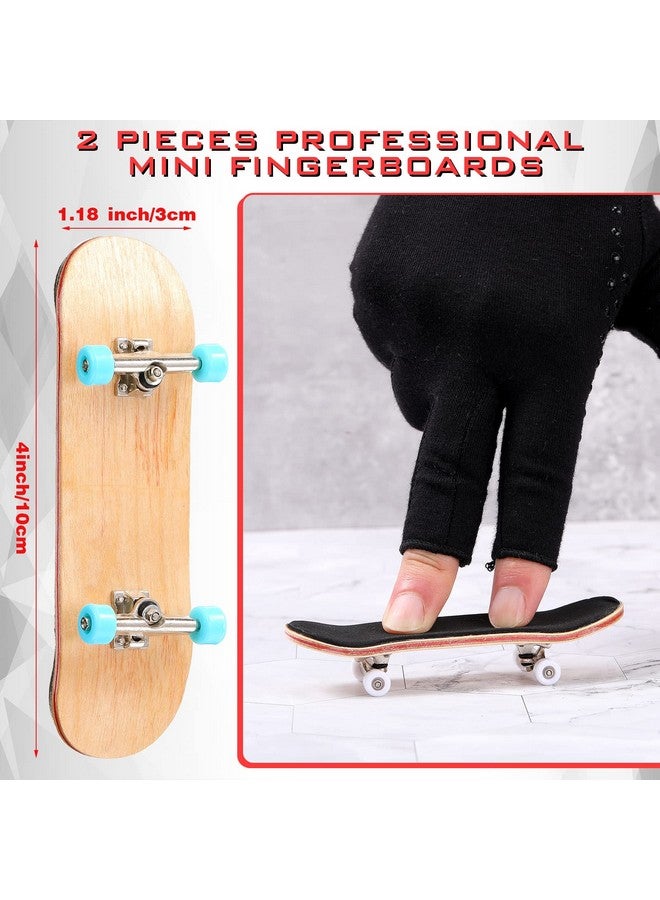 Charniol 2 Pieces Wooden Finger Skateboard Park Mini Finger Skateboard Toy Professional Skateboard Finger Boards with Mini Screws Driver Fingertip Movement Novelty Toys for Teens and Adults - Image 2