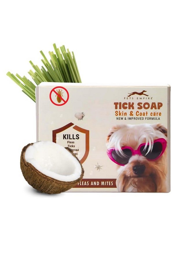 PETS EMPIRE Natural Handmade Dog Soap, 100g (Pack of 3) - Flea and Tick Advanced Strength Pet Soap Bar for Healthy Skin & Coat | Nourishing Antibacterial Flea Treatment Organic Soaps for Dogs - Image 1