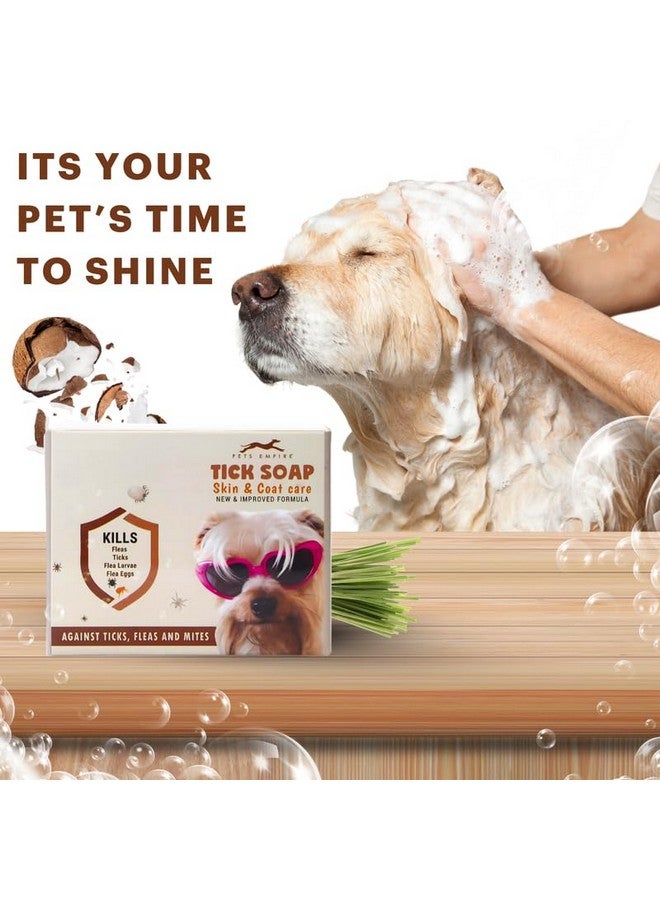 PETS EMPIRE Natural Handmade Dog Soap, 100g (Pack of 3) - Flea and Tick Advanced Strength Pet Soap Bar for Healthy Skin & Coat | Nourishing Antibacterial Flea Treatment Organic Soaps for Dogs - Image 2