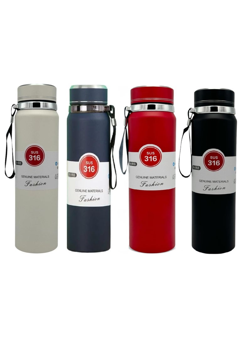 1000ml Double-Insulated Stainless Steel Thermal Water Bottle for Cold and Hot Drinks. Leak-Proof Sports Vacuum Flask. Multicolour. Sold by (Black Fire). - Image 1