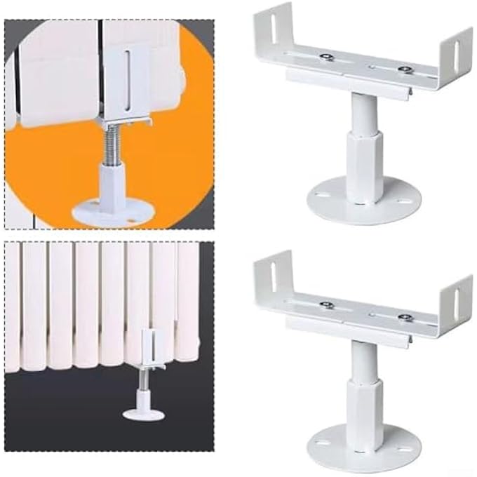 VINTAGE RADIATOR BRACKETS 18-23CM TALL ADJUSTABLE COLUMNS RADIATOR SUPPORT TRADITIONAL RADIATOR SUPPORT WHITE IRON (PACK OF 2) - Image 2