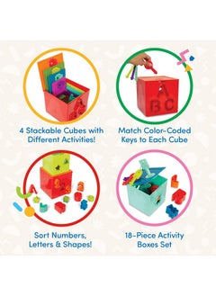 BATTAT - Sorting & Stacking Boxes - Nesting Toddler Play Cubes - Color-Coded Dexterity Keys - Numbers, Letters & Shapes - 2 Years + - Lock & Learn Activity Cubes  - Image 3
