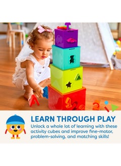 BATTAT - Sorting & Stacking Boxes - Nesting Toddler Play Cubes - Color-Coded Dexterity Keys - Numbers, Letters & Shapes - 2 Years + - Lock & Learn Activity Cubes  - Image 4