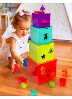 BATTAT - Sorting & Stacking Boxes - Nesting Toddler Play Cubes - Color-Coded Dexterity Keys - Numbers, Letters & Shapes - 2 Years + - Lock & Learn Activity Cubes  - Image 2