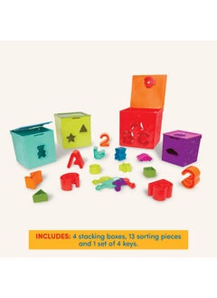 BATTAT - Sorting & Stacking Boxes - Nesting Toddler Play Cubes - Color-Coded Dexterity Keys - Numbers, Letters & Shapes - 2 Years + - Lock & Learn Activity Cubes  - Image 5