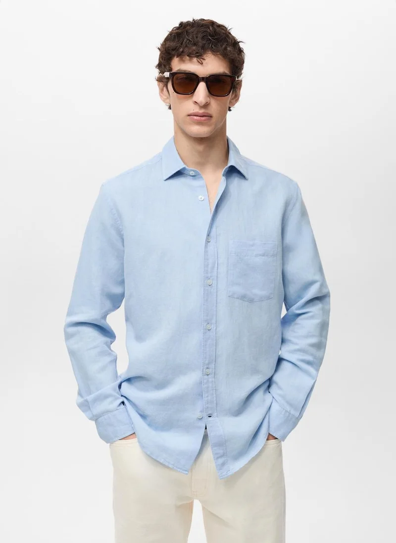 مانجو مان Casual Classic Fit Linen Shirt