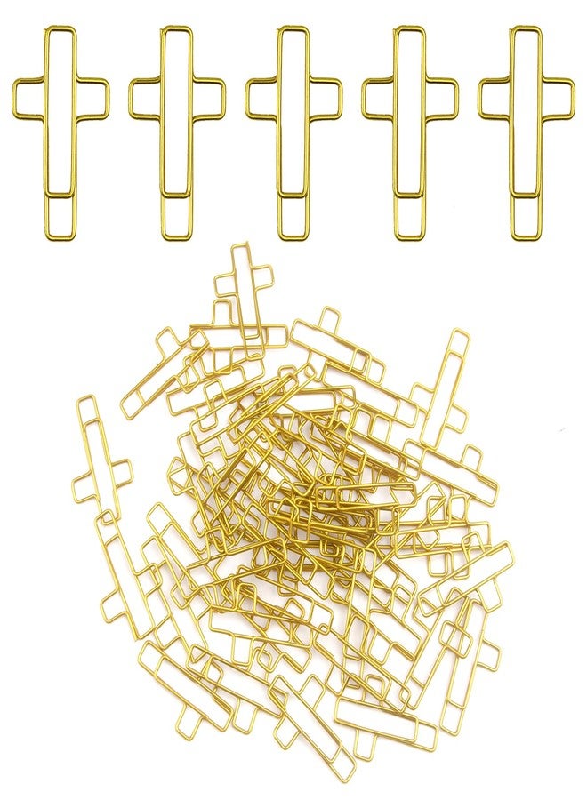 Notoke 50 PCS Gold Cross Paper Clips Bible Paper Clips - Versatile Bible Study Supplies for Christian Office and Home, Also Great as Journaling Papers Clip and Bookmarks - Image 1