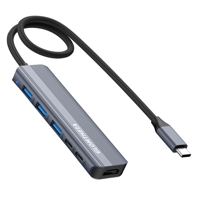 Glomtheia USB C Hub HDMI Multiport Adapter Dongles for MacBook Pro/Air Mac iPad Laptop, Tpye C Multiple Dock with 4k@30Hz HDMI, USB A 3.0, USB C 3.0, 100W Pass Through Charging - Image 1