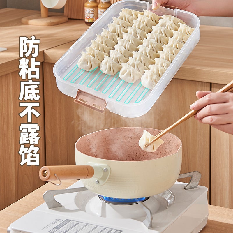 Plastic Dumpling Storage Box – Multi-Layer Freezer Crisper for Quick-Frozen Wontons - Image 3