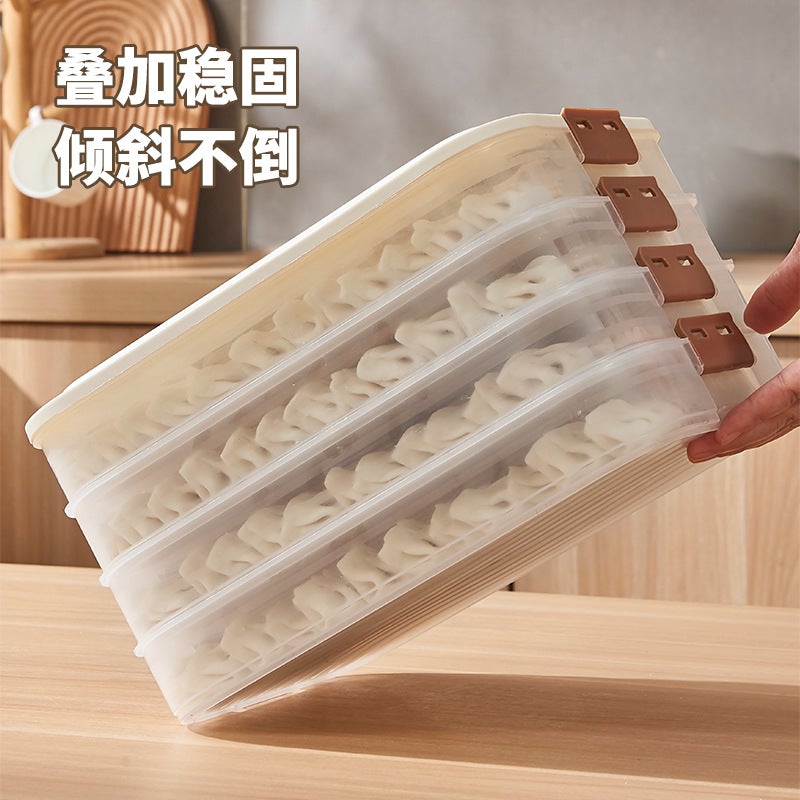 Plastic Dumpling Storage Box – Multi-Layer Freezer Crisper for Quick-Frozen Wontons - Image 5
