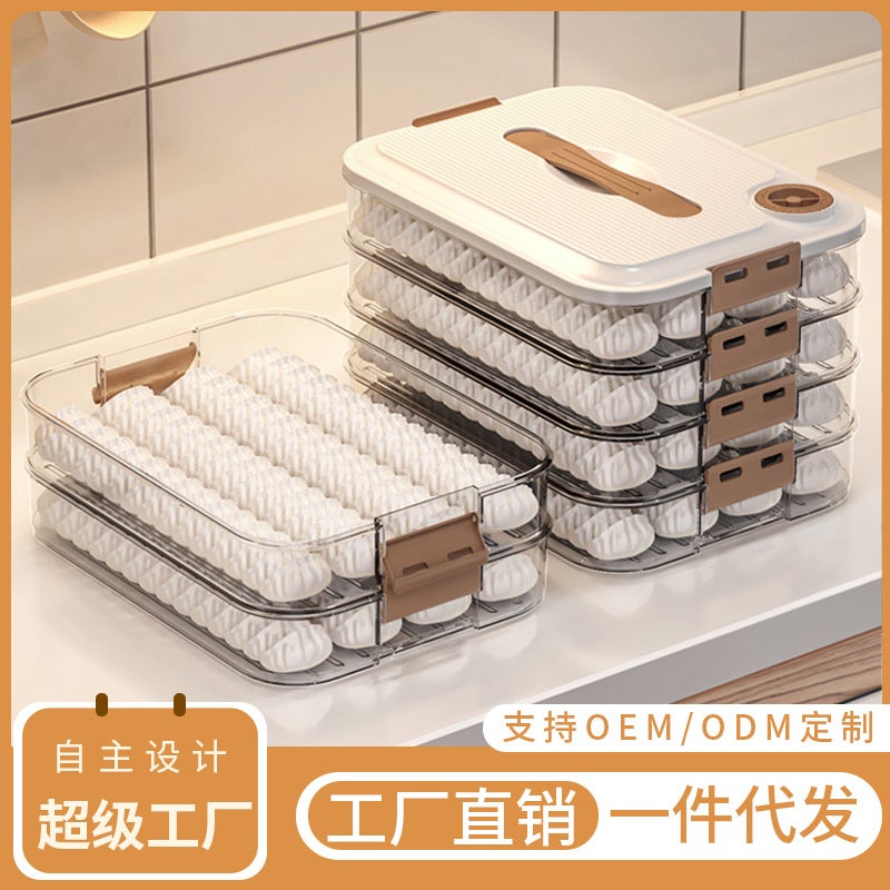 Plastic Dumpling Storage Box – Multi-Layer Freezer Crisper for Quick-Frozen Wontons - Image 2