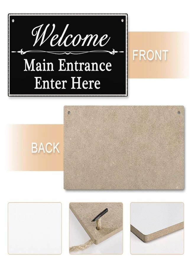 Henntile Welcome Main Entrance Sign Enter Here Hanging Sign Decorative Wood Sign Home Decor Wood Door Sign Plaque 12" x 6" - Image 5