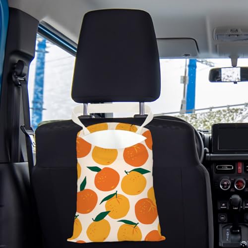 Pykfrhh Car Trash Bag, Car Garbage Bag, Car Trash Bag Hanging, Waterproof, Car Back Seat Organizer, Car Trash Can Bin for Vehicle, Travelling, Camping, Lemon Decor Strawberry Peach Orange Pineapple - Image 4