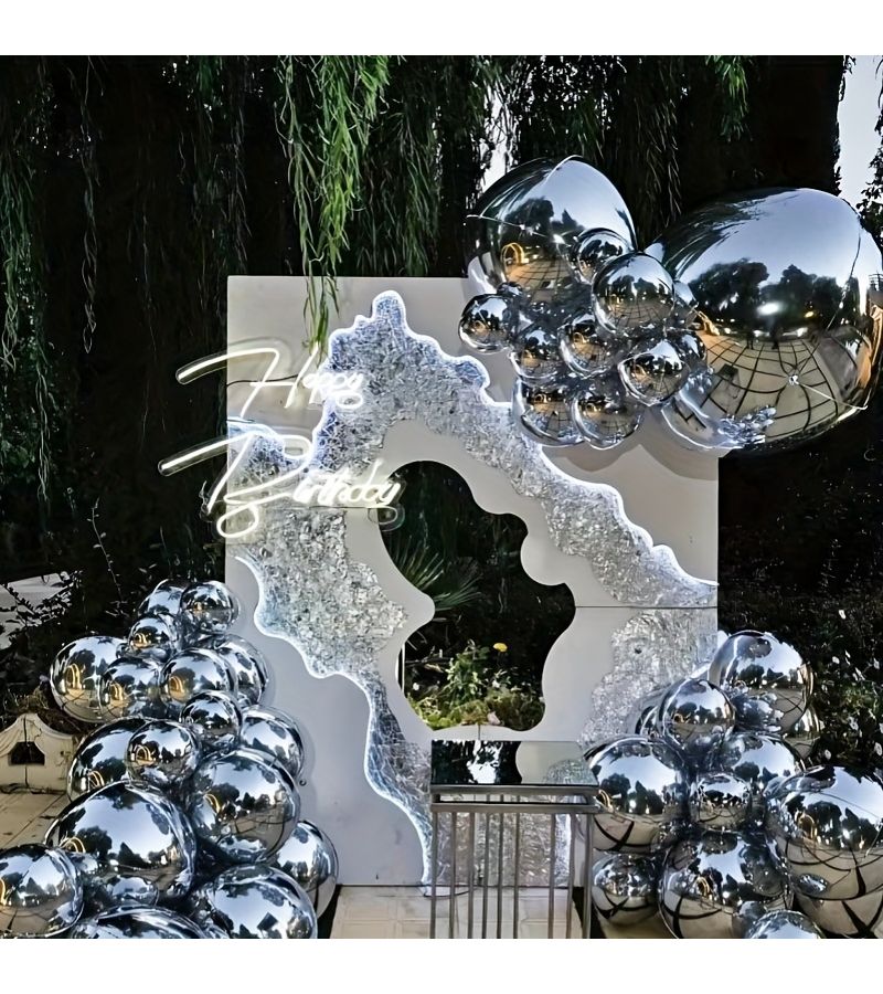22Pcs 4D Round Aluminum Foil Balloons Golden And Silvery Mixed Sizes 32 22 18 10 Inch For Wedding Party Graduation Birthday Celebration Decoration - Image 5