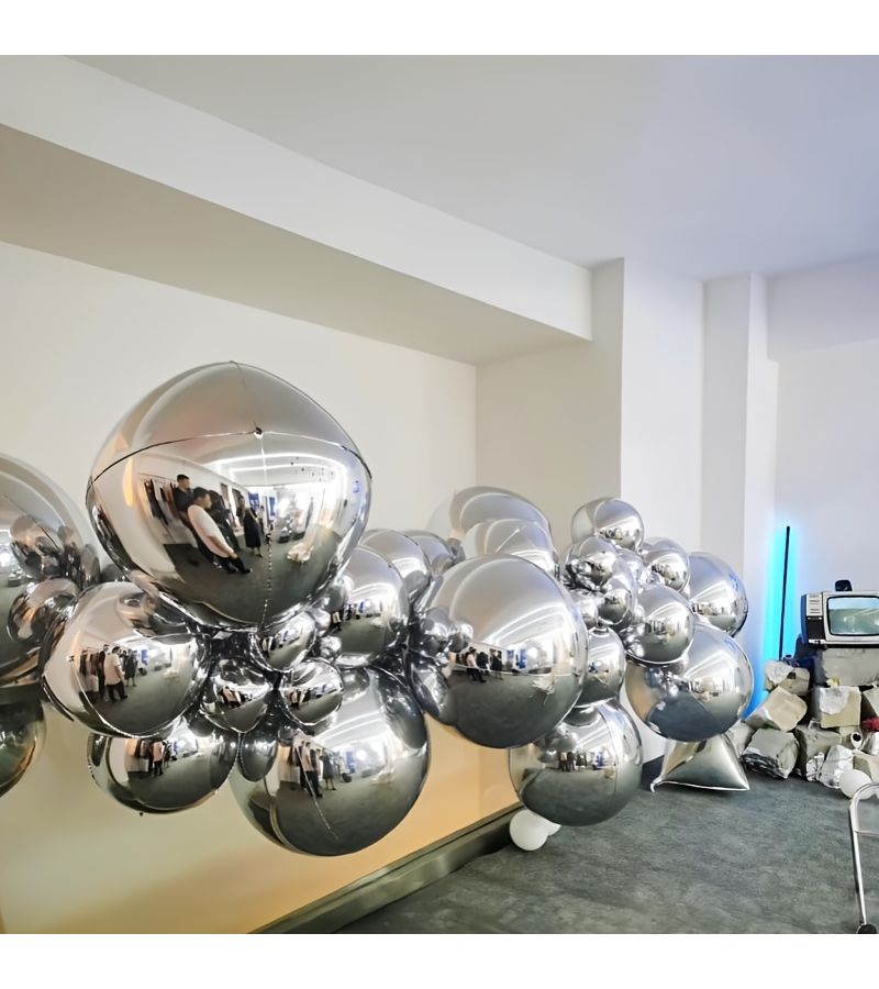 22Pcs 4D Round Aluminum Foil Balloons Golden And Silvery Mixed Sizes 32 22 18 10 Inch For Wedding Party Graduation Birthday Celebration Decoration - Image 4