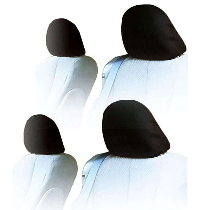 Yupbizauto Universal Headrest Covers for Cars Trucks Set of 4 Solid Black Polyester Covers with Foam Backing for DVD TV Monitors for Most Vehicles Durable Stylish Protection