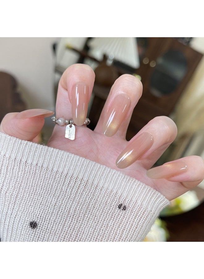 Long Almond Wearable Nails New Chinese Style Accessible Luxury Cat Eye Butterfly Gold Snake High-end Noble Handmade Manicure Nails