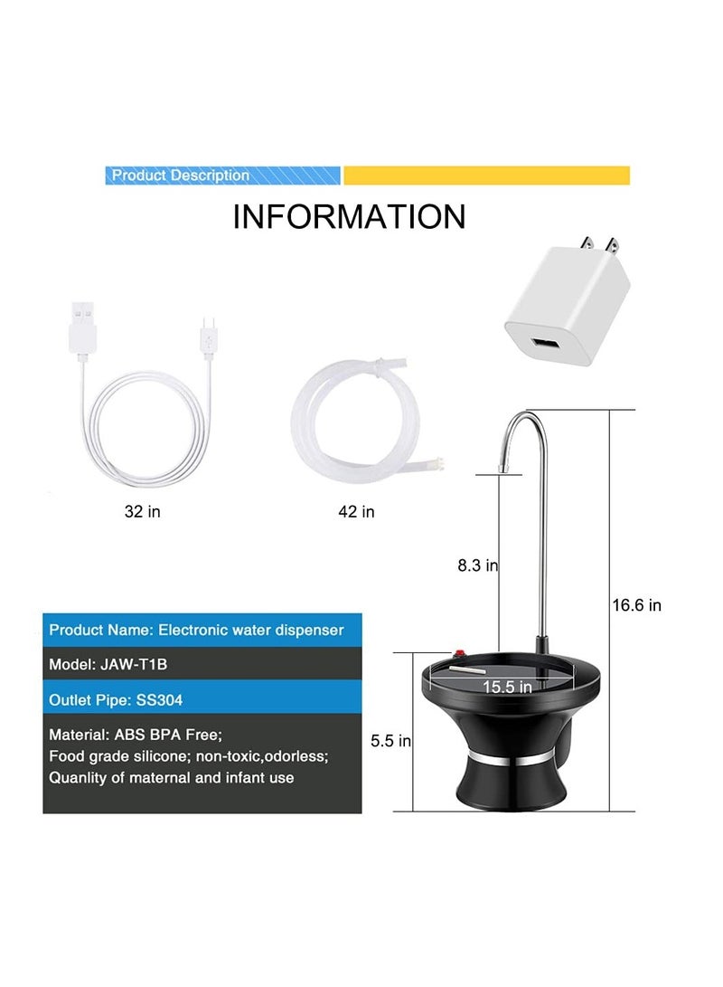 SYOSI Water Bottle Dispenser Electric Water Bottle Pump Automatic Drinking Water Pump Rechargeable with 2 Switch Control Automatic Drinking Water Dispenser Water Jug Pump for Home, Office, Outdoor - Image 5