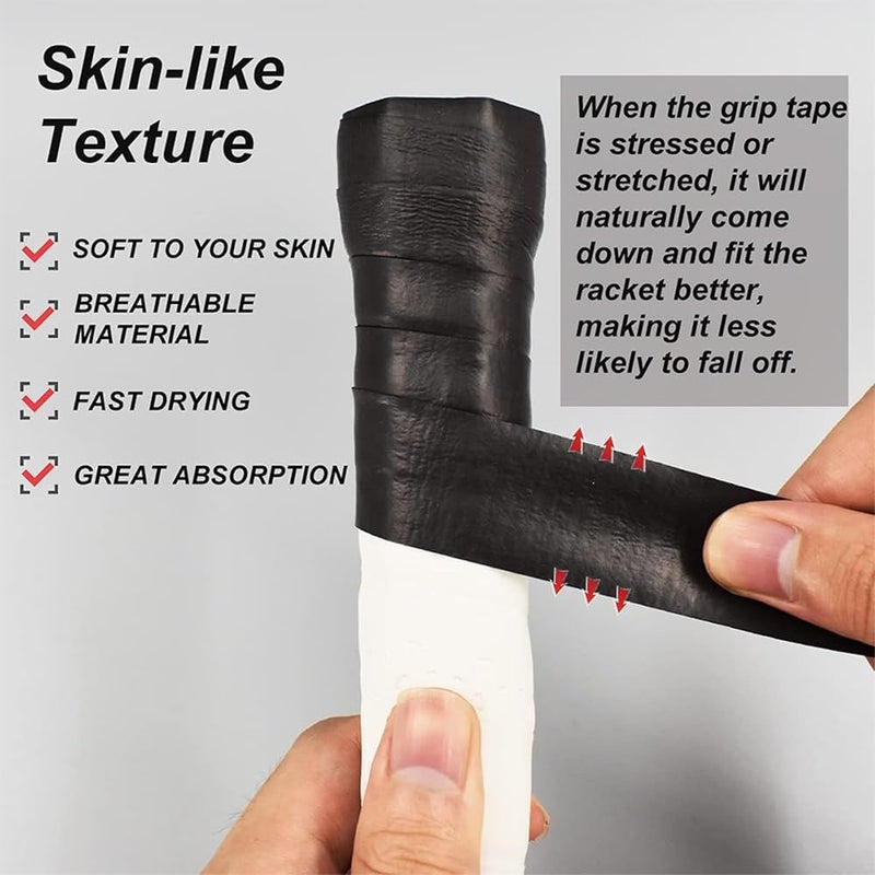 LSHPG 15 PCS Tennis Racket Grip Tape,Anti-Slip,Dry Feel,Sweat Absorption,Comfortable Handle Overgrip Grip Wrap,Replacement Grip Tape Squash Grips,for Tennis/Badminton/Pickleball - Image 2
