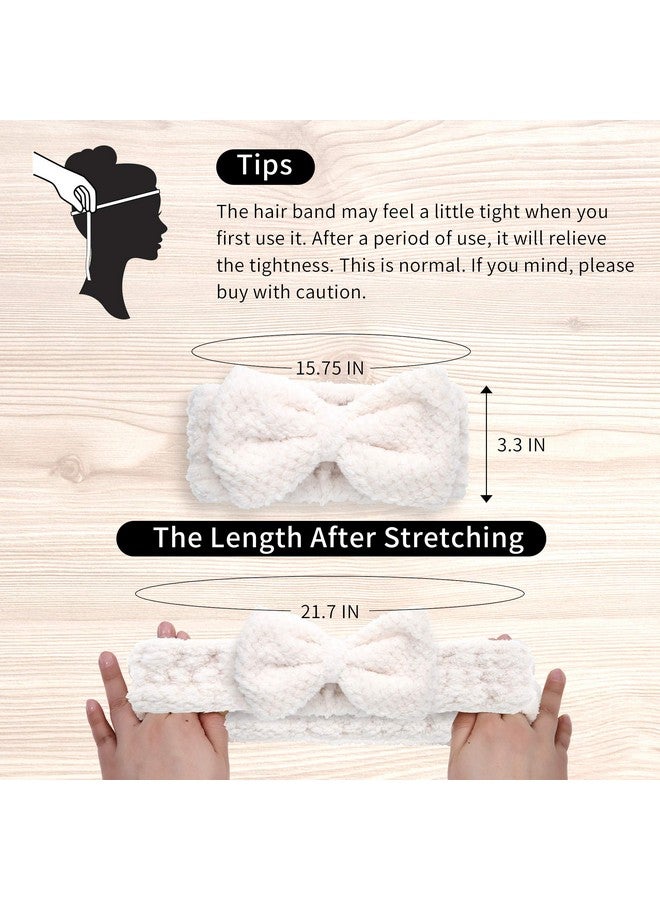 DOOBO 3 Pack Spa Headbands Microfiber Bowtie Headbands Makeup Headband Skincare Headbands Facial Headband Face Wash Headband Face Washing Headband Towel Headbands For Women For Washing Face(White Pink Gray) - Image 3