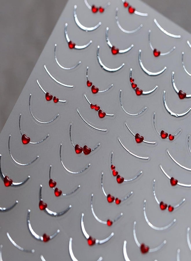 BYJKYEN French Tip Nail Stickers French Tip Nail Decals Tips with Heart Rhinestones Design Line Nail Sticker Manicure DIY Decoration Accessories for Women - Image 2