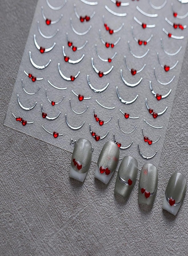 BYJKYEN French Tip Nail Stickers French Tip Nail Decals Tips with Heart Rhinestones Design Line Nail Sticker Manicure DIY Decoration Accessories for Women - Image 4