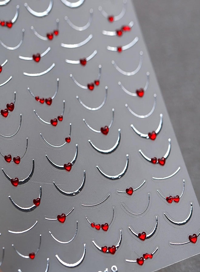 BYJKYEN French Tip Nail Stickers French Tip Nail Decals Tips with Heart Rhinestones Design Line Nail Sticker Manicure DIY Decoration Accessories for Women - Image 1