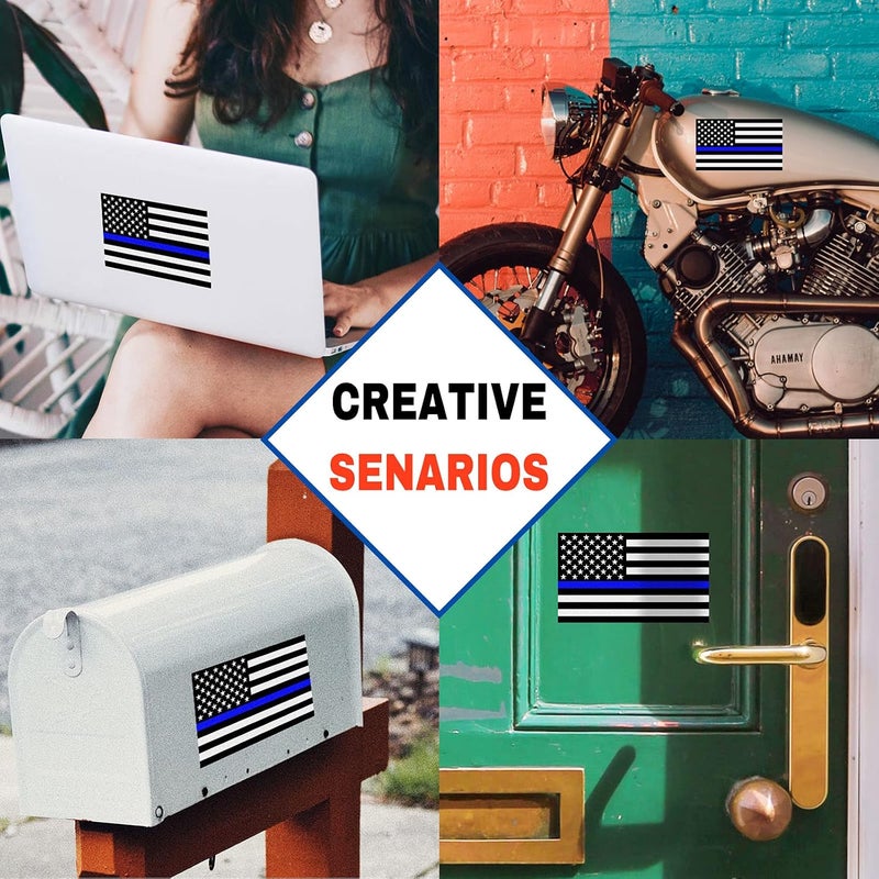 CREATRILL Reflective US Flag Decal Pack with Thin Blue Line - Image 5