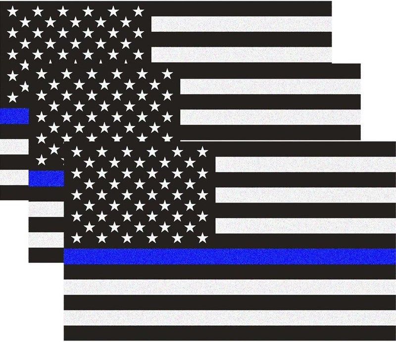 CREATRILL Reflective US Flag Decal Pack with Thin Blue Line - Image 1