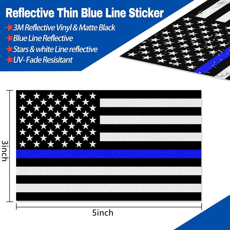 CREATRILL Reflective US Flag Decal Pack with Thin Blue Line - Image 2