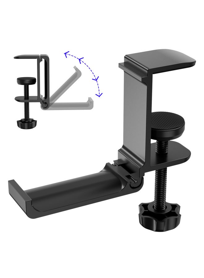 South Korea Explosions Folding Headset Bracket Display Rack Backpack Hanger Desktop Punch-free Aluminum Alloy Bracket-Color:Black  - Image 1